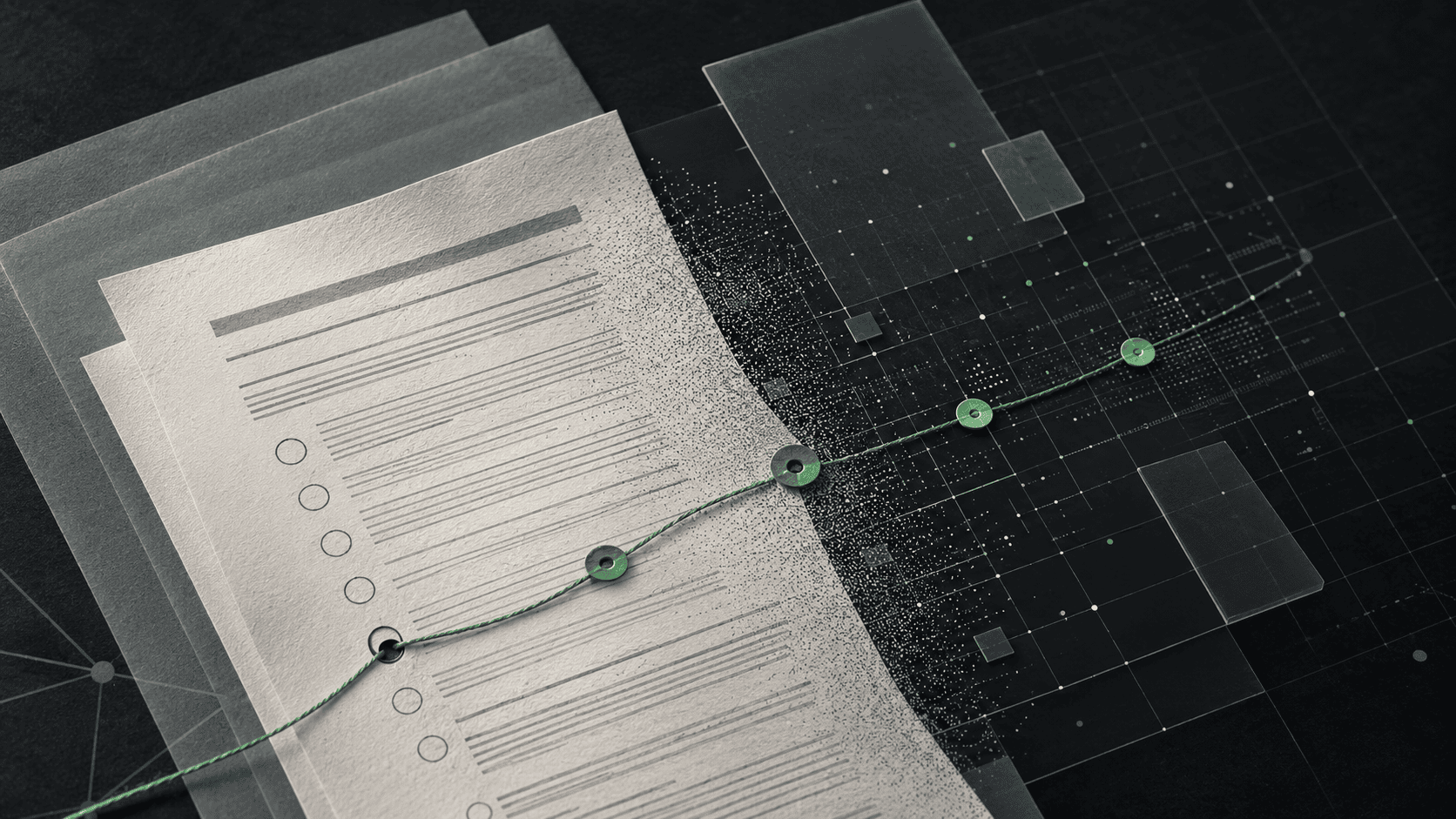 Editorial composition connecting a contract review with digital compliance controls