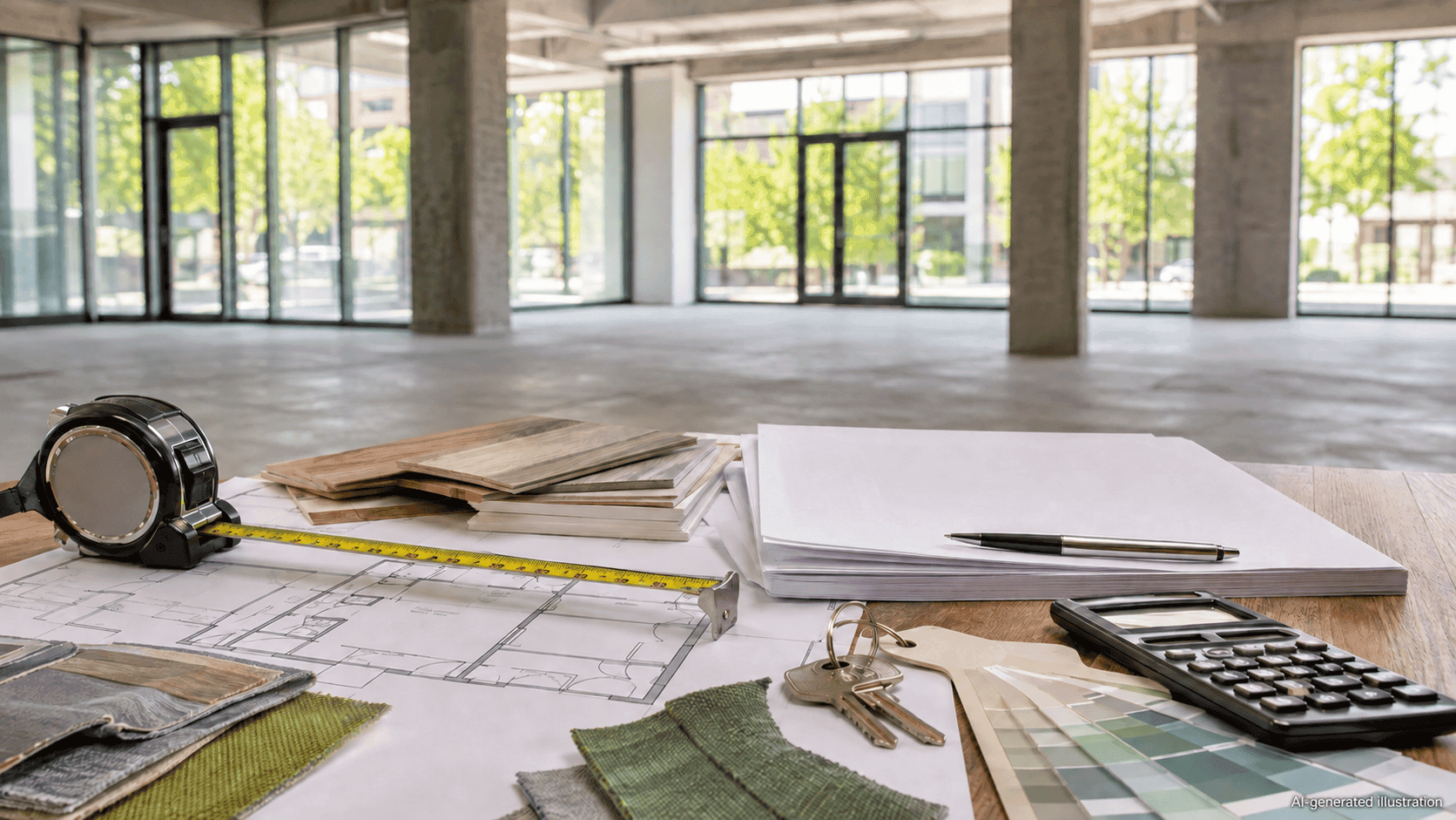 Commercial lease agreement in Romania with office key and floor plan