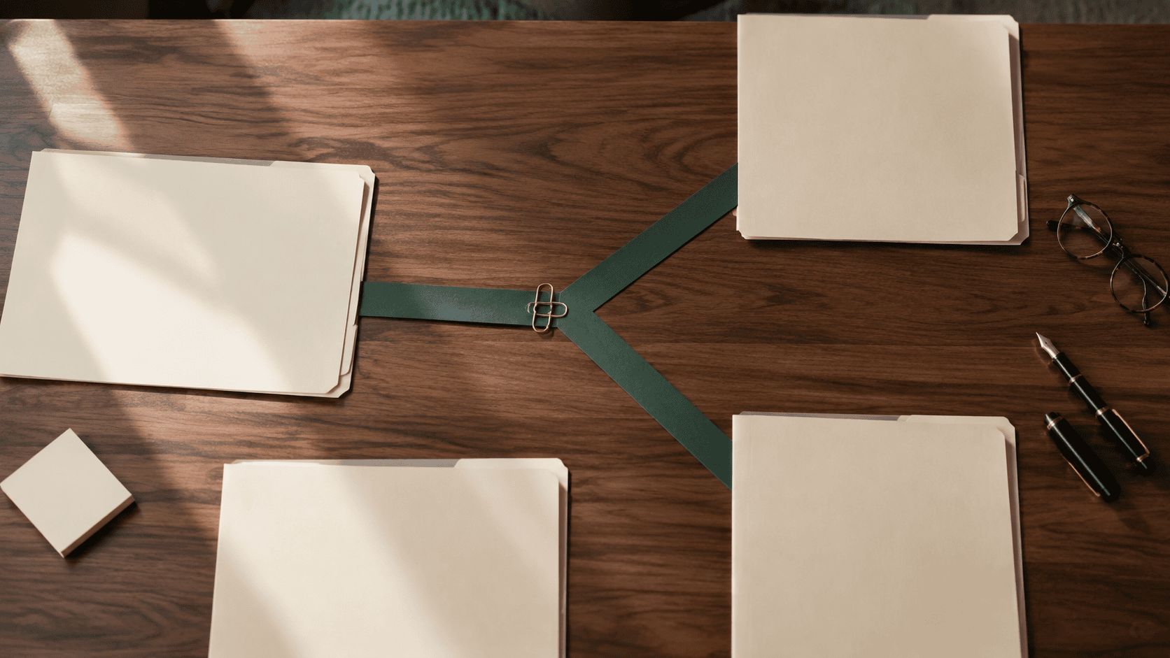 D&O insurance claim process represented by corporate files connected through a structured green path